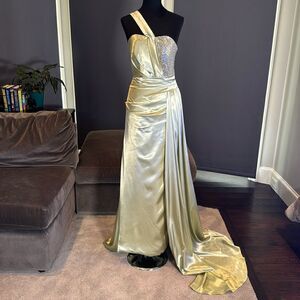 Women’s Satin One Shoulder Prom Party Dress Sequined Bodice Corset Back Size 6